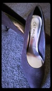 Black suede-like heels